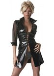 Patent & Mesh Lace Up Dress