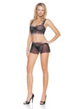 Cami Mesh Skirt with Attached Lace Thong - Ref LA8087