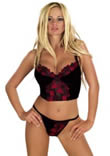 Rose embroidered bustier with a matching G-string
