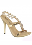5" Heel Crystal Stone Ankle Strap Sandal