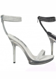 Rhinestone Back Zip Ankle Strap Sandal