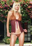 Lace & Mesh Tie Front Babydoll & G-String - Ref LA81079